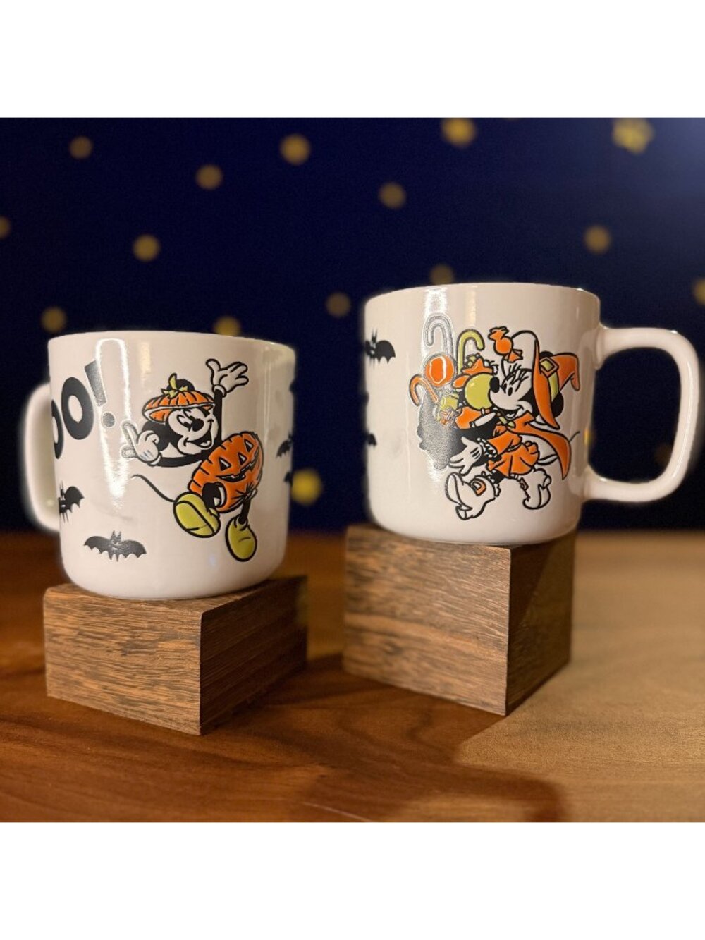 Mickey & Minnie Mouse Halloween Hand Painted Mug Set of 2 | Disney